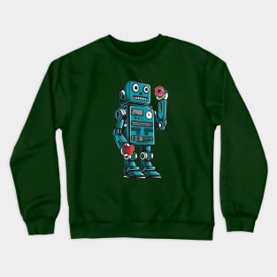 Robot Mornings With Coffee And A Donut Crewneck Sweatshirt